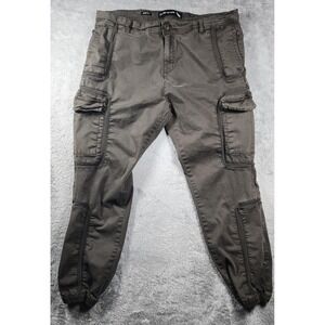 Stone Falcon Pants Mens 36x30 Green Cargo Jogger Slim Fit Cuffed Stretch Casual